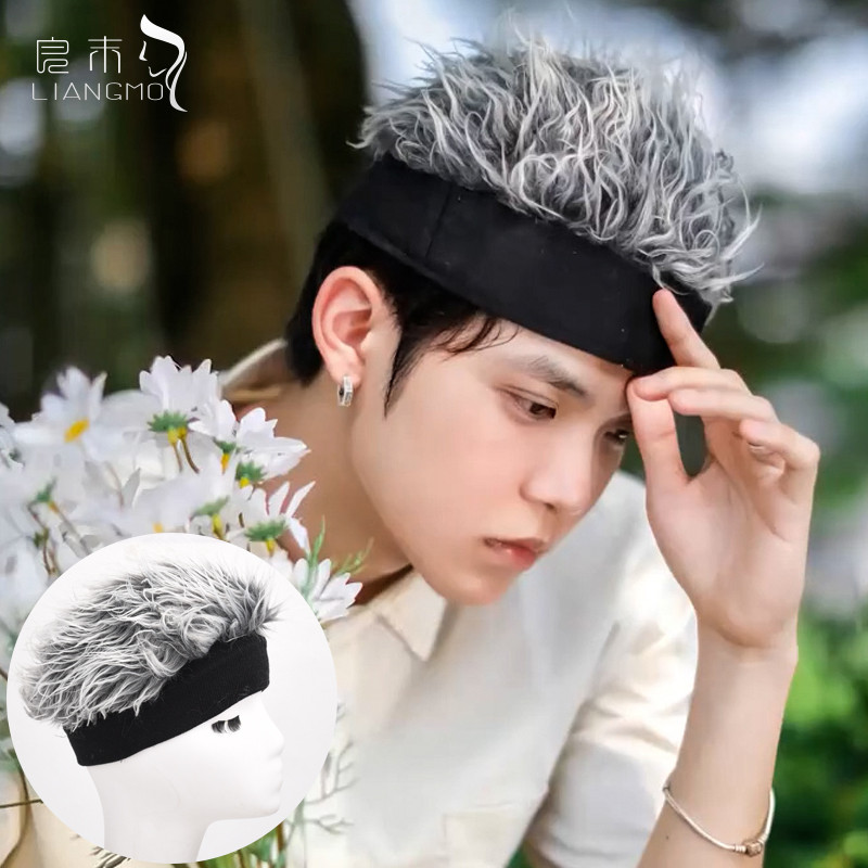 Wig Cap Topi Wig Rambut Palsu Topi Wig Pria Hip Hop Rambut Palsu Pria