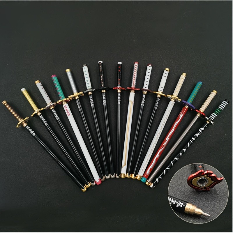 

2pc New Styles Anime Sword Model Gel Pen, 0.5mm Black Ink, Novelty Gel Pen for Writing Creative Office Gift School