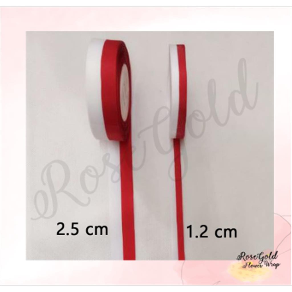 

FLAG RIBBON SOLID COLOR / Pita Merah Putih Bendera Indonesia Kemerdekaan Kado Hampers Bouquet (PER METER)