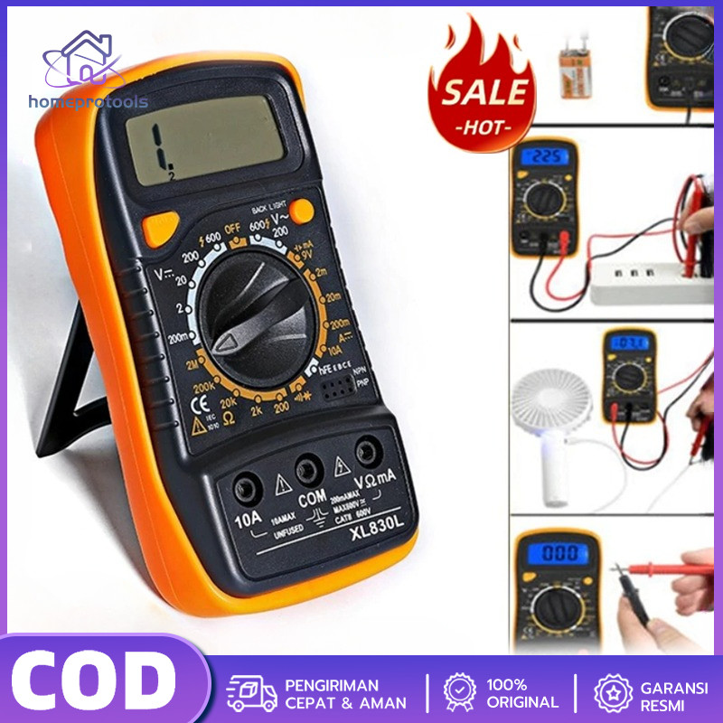 Multimeter Digital XL830L Avometer Multitester Tes Tegangan AC DC Termasuk Baterai 9V Lengkap Probe 