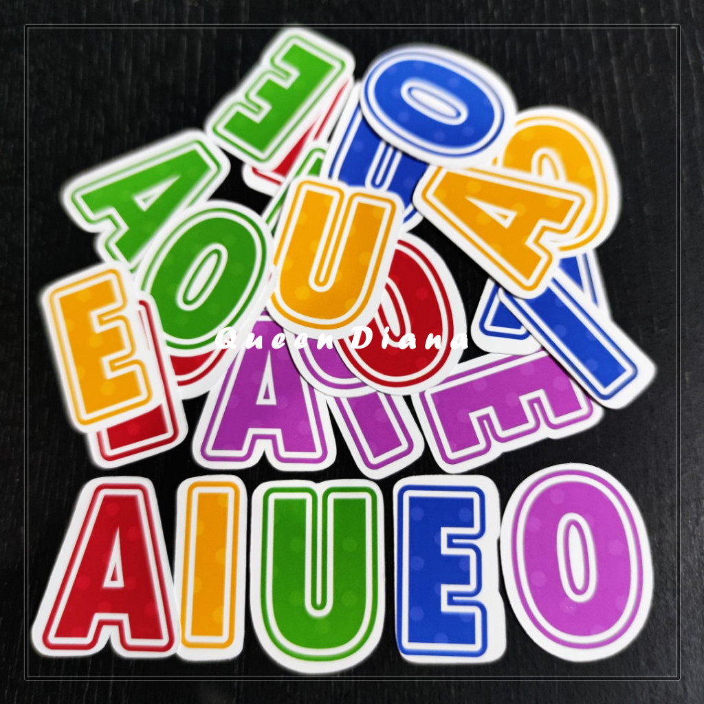 

Stiker A3 Huruf Vocal Aiueo Model Huruf Kapital Isi 25 Pcs Bisa Pilih Warna