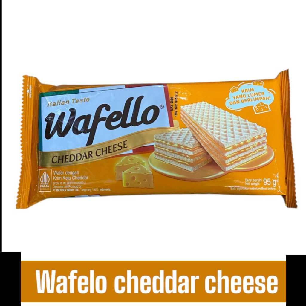 

Wafello Cheddar Cheese 95g Wafer Keju Lembut dan Renyah Original