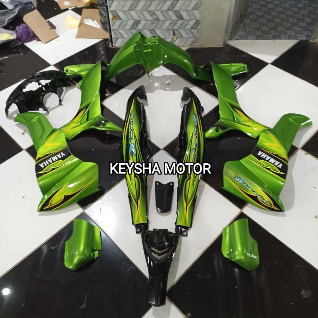 FULLBODY HALUS YAMAHA JUPITER Z NEW BURHAN JUPITER Z 2008 WARNA HIJAU HITAM SET STRIPPING
