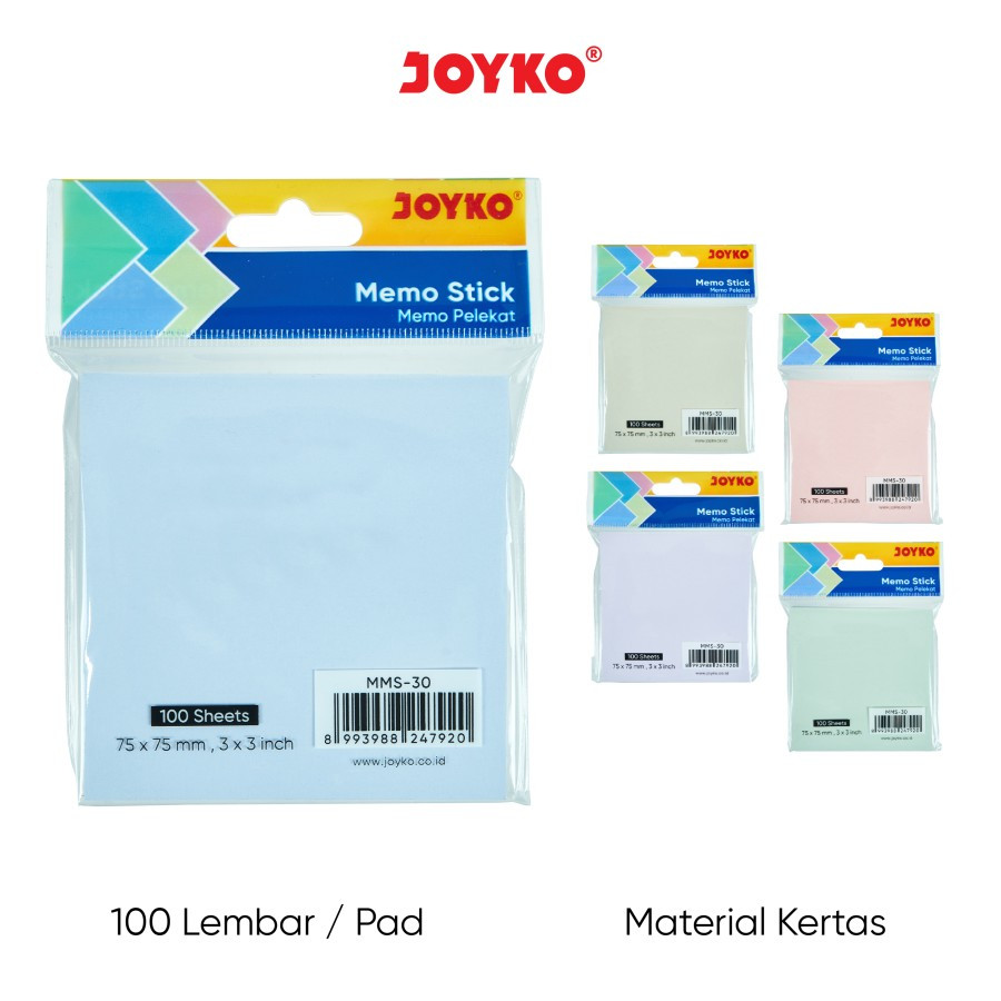 

Memo Stick Sticky Note Kertas Memo Tempel Joyko MMS-30 Morandi Color / MMS-3 ~ 4 (9 Warna)