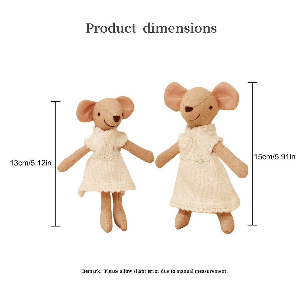 H-13/15Cm Play House Doll with Changeable Mouse Family Outfit with White Sweater Skirt Suitable for 