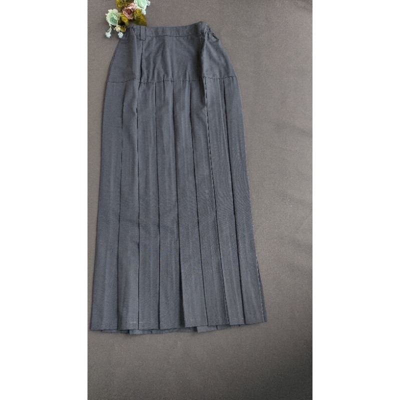 AJISHOP Rok SMA Rempel Pinggang / Bahan Famatex / Rok SMA Baping / Rok Abu Rempel