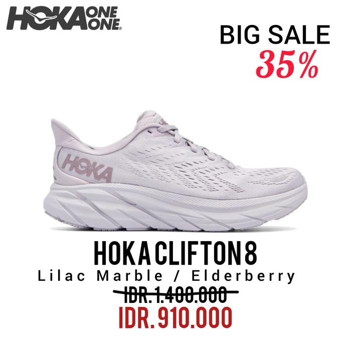 SEPATU RUNNING HOKA ONE ONE CLIFTON 8 LILAC MARBLE / ELDERBERRY PURPLE WOMEN 100% ORIGINAL BNIB / SE