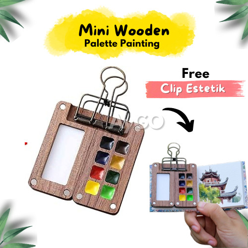 

COD MINI PALETTE WOODEN MAGNETIC / Magnetic Wooden Palette for Watercolor / PALETTE KAYU MINI WATERCOLOR