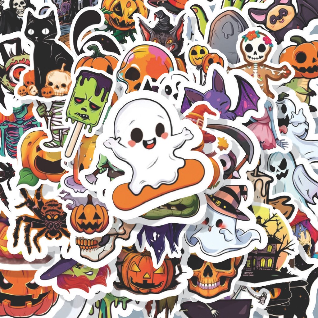 

100PCS Lucu Stiker Cartoon Cute Halloween Series [Seri Halloween Lucu Kartun] Stiker Aesthetic Stiker Anti Air Stikers Berperekat Waterproof sticker decal buat Motor Helm Buku Journal Koper Casing HP Laptop Botol Minum Hadiah anak