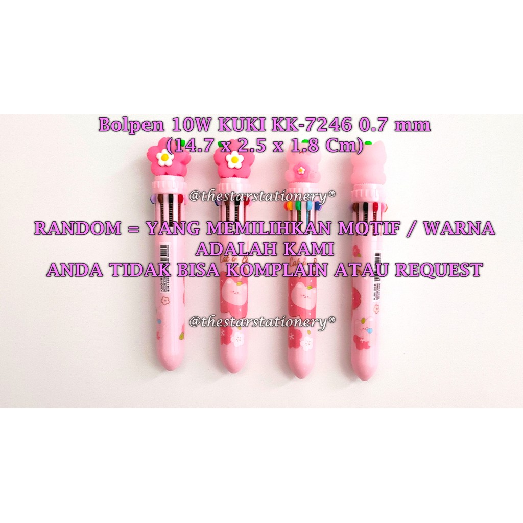 

(1 Biji) GROSIR Bolpen 10 Warna KUKI KK-7246 Cat In Bloom 0.7mm / Ball Pen Kuki 10 Warna (1 Biji)