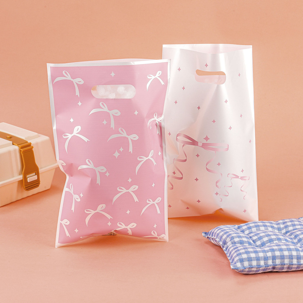 

10/30/50Pcs Pink Bow Gift Bag Candy Bags Birthday Party Goodie Gift Bags For Girls Bridal Engagement Baby Shower Supplies