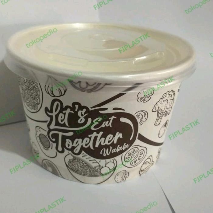 Paper Rice Bowl 800ml motif 50pcs+tutup