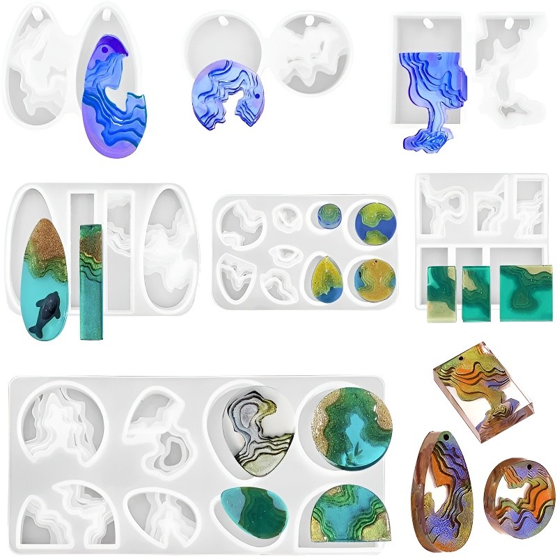 

3/4/7Pcs Ocean Style Island Resin Silicone Mold Resin Casting Molds for Jewelry Making DIY Earrings Necklace Keychain Craft