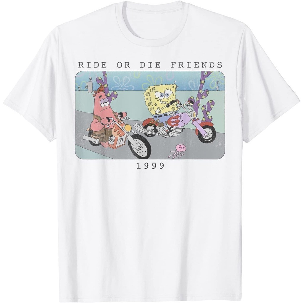Baju Kaos Dewasa Dewasa Spongebob Squarepants Ride Or Die Friends 1999 Portrait