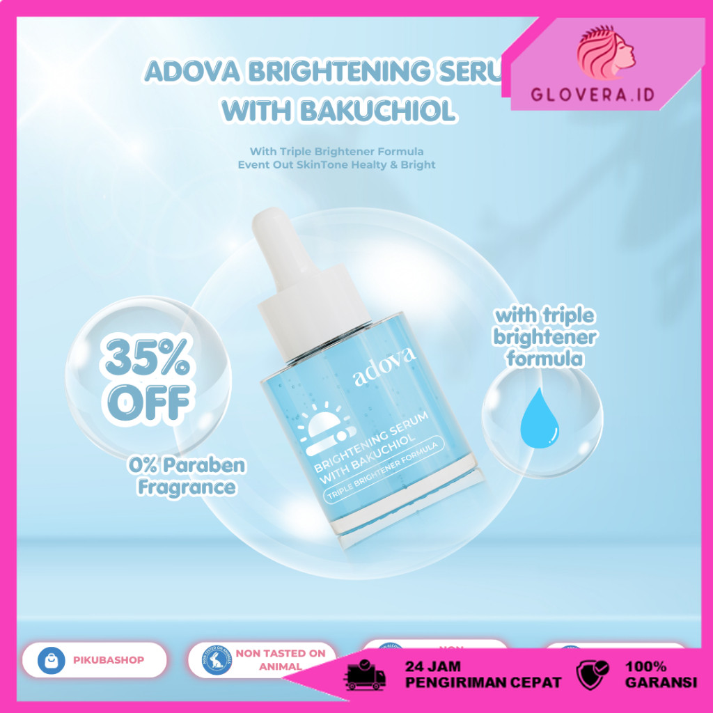 Adova Brightening Serum with Bakuchiol Mencerahkan Menyamarkan Flek Hitam dan Bekas Jerawat [Glovera