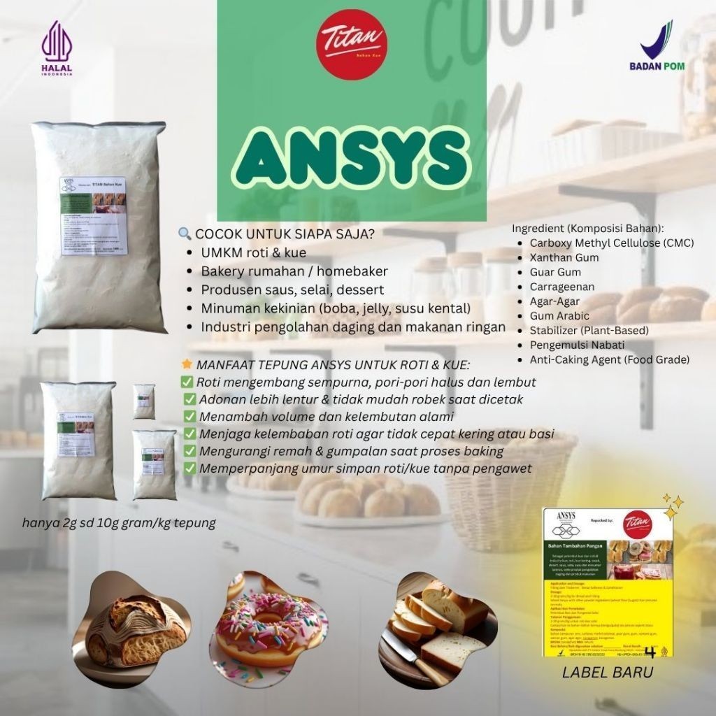 

Tepung Pelembut Roti dan Kue ANSYS - Campuran CMC, Xanthan Gum, Guar Gum - 250 gram