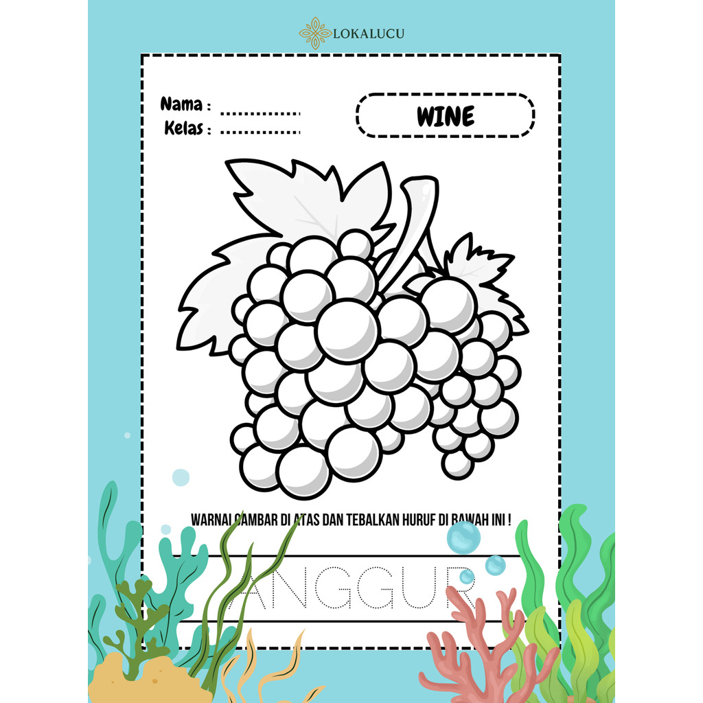 

[Whispers] 50 Lembar Mewarnai Anak Lengkap Tema Mix A5 HVS Tebal 50 Lembar Hewan, Buah, Sayur,