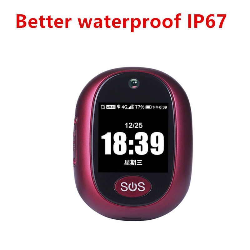 

4G GPS Tracking Pendant V45 For Kids Elder Mini GPS Personal Tracker Alarm Talking Clock Waterproof Red Color