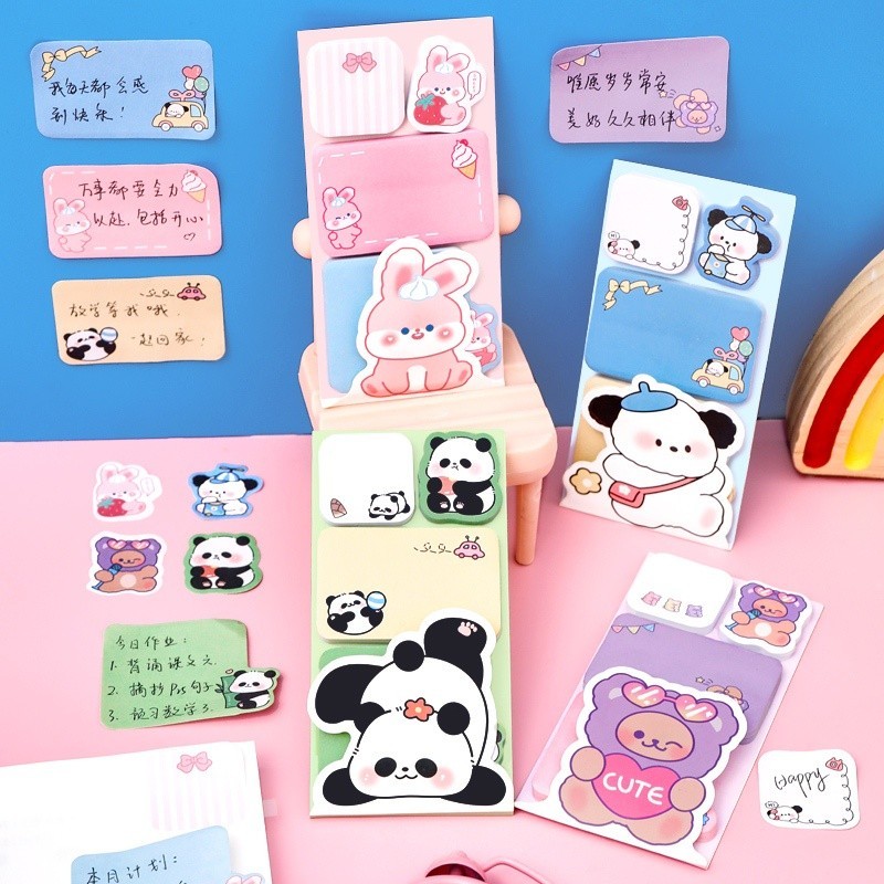 

1 SET STICKY NOTE DAN STICKER 4 IN 1 MOTIF KARTUN ANIMAL LUCU / STICKY NOTES 4 MACAM LG