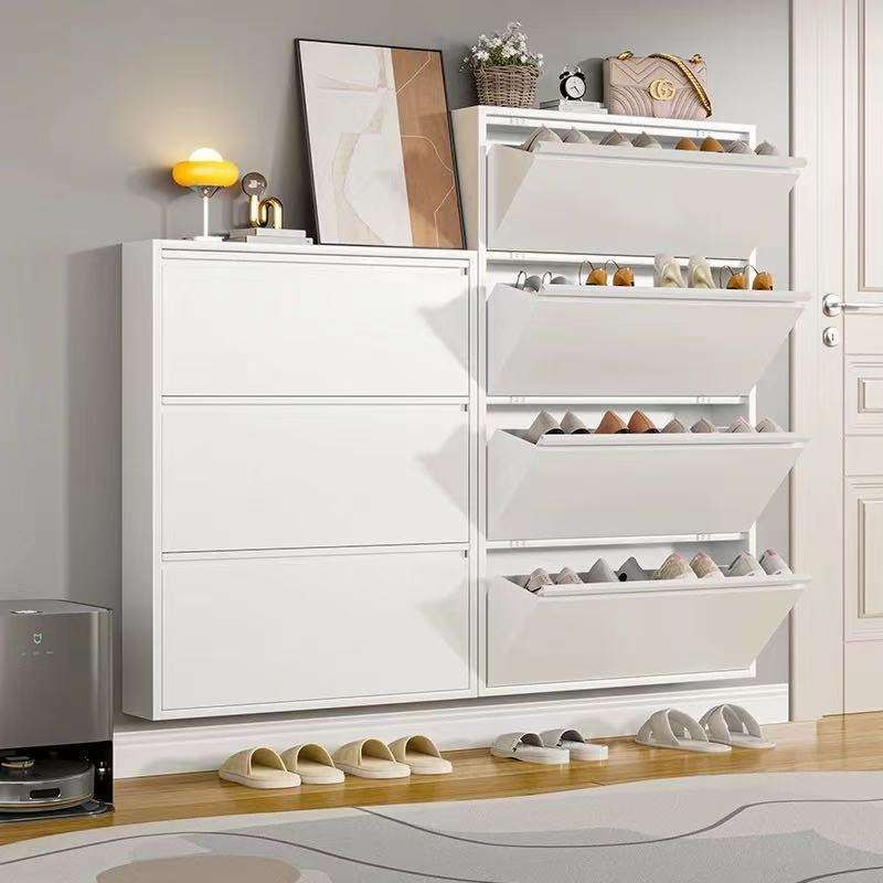 Rak Sepatu Besi 2-4 Layer Rak Sepatu Susun Tertutup Lemari Sepatu Besi Rak Sepatu Besi Kuat Tebal