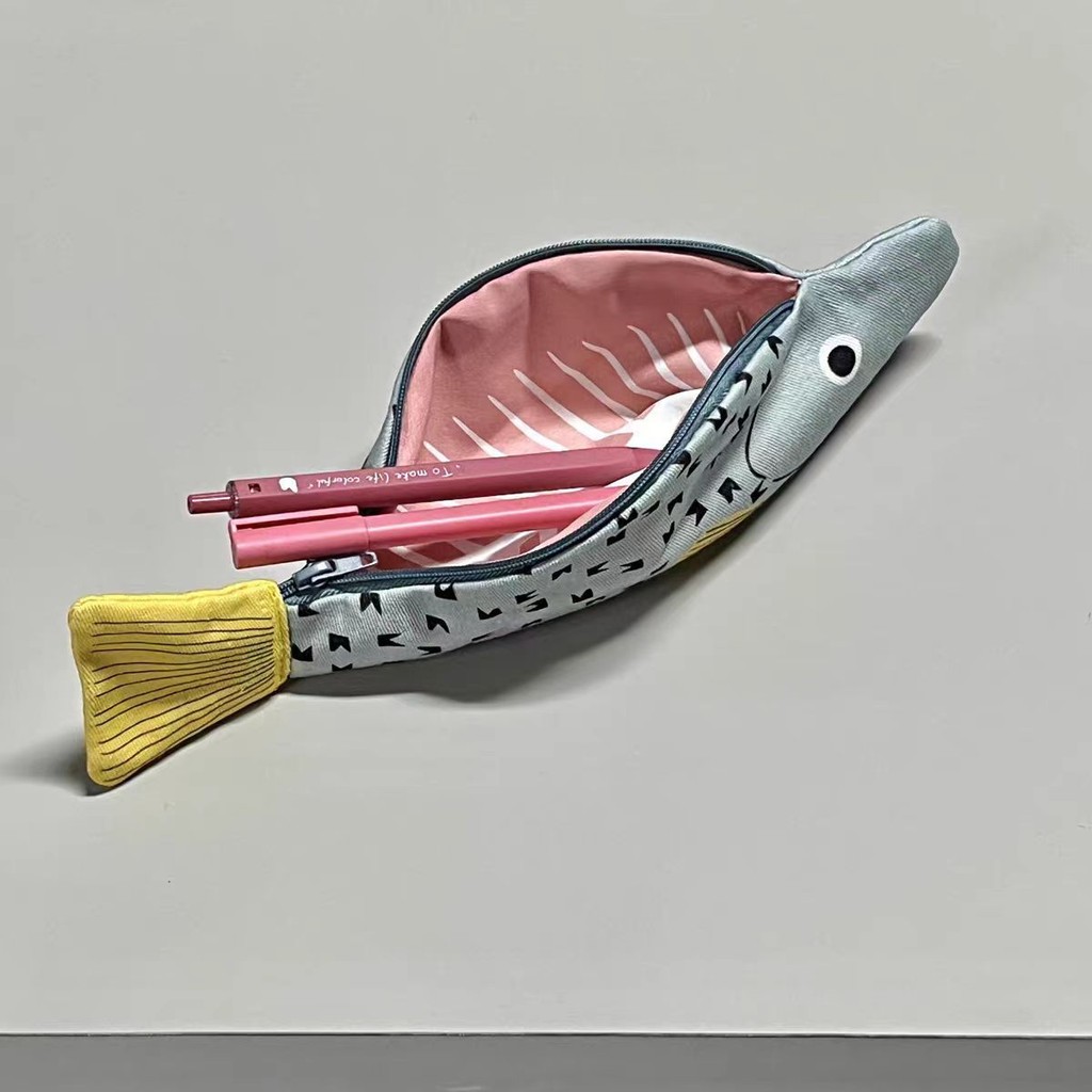 

Creative Fish Pencil Case Unique Fish Storage Bag Student Gift Office Stationery Supplies PU Material Study Accessories
