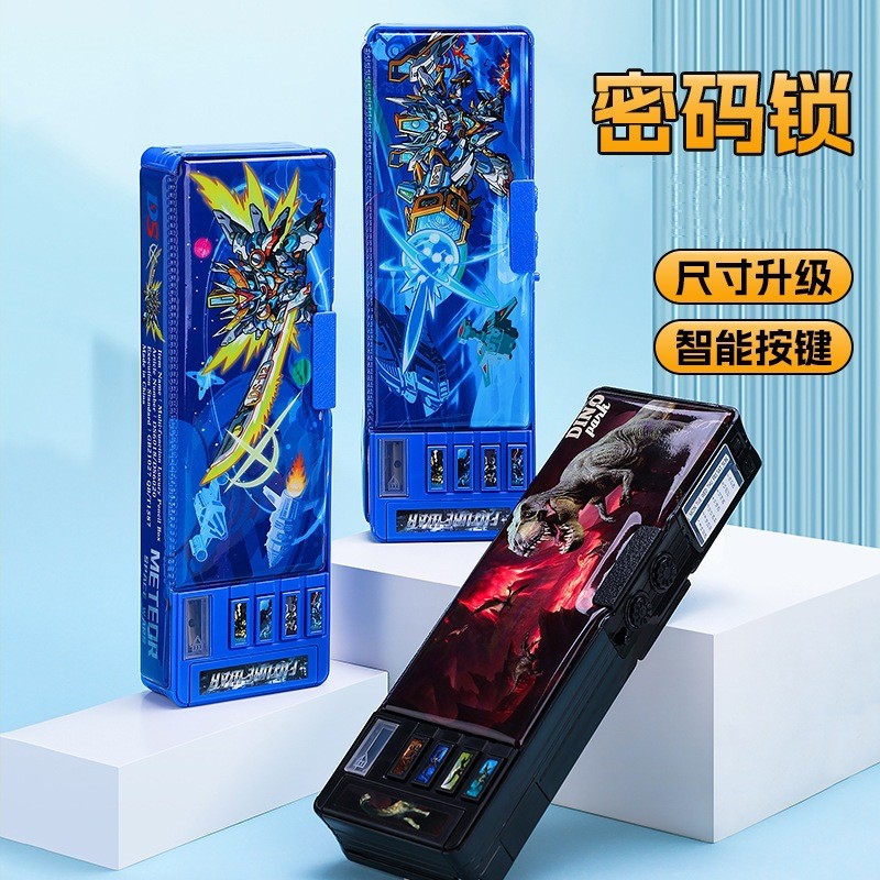

Deformation Stationery Box Password Lock Multi-function Button BoysGirls School Students Double-sided Large-capacity Pencil Case