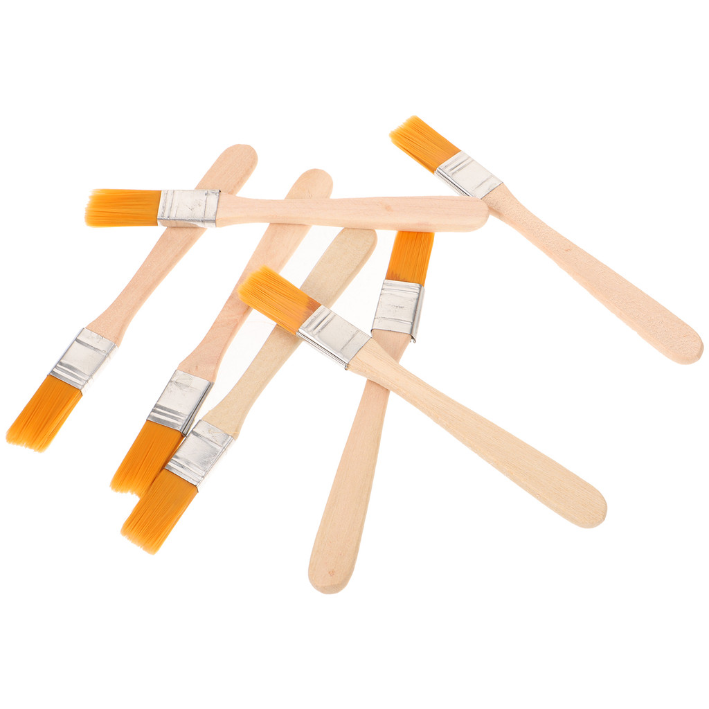 

6 Pcs Nylon Head Painting Brush Small Portable Paint Brush With Wooden Handle For Wall House Oil Supplies Cleaning
