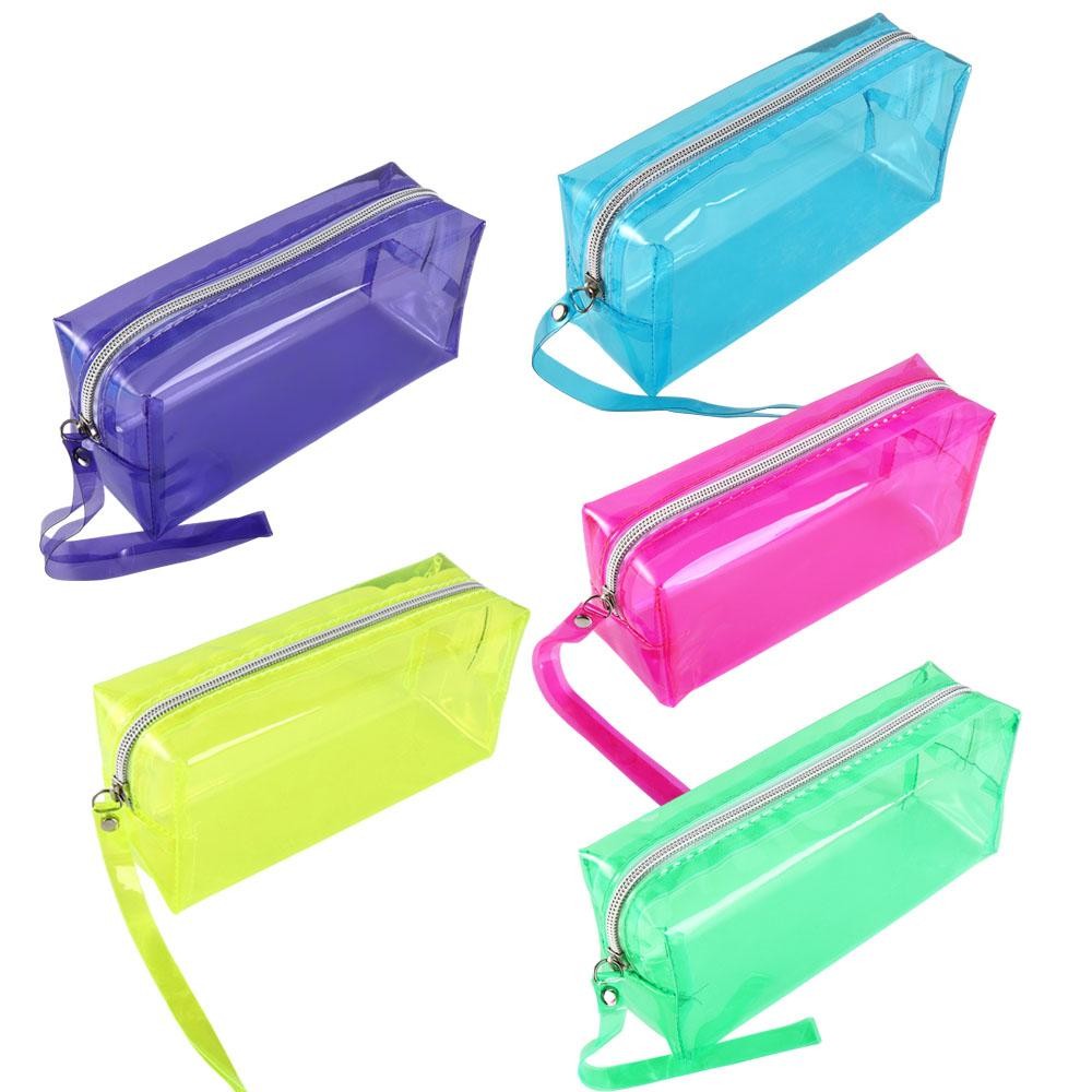 

School Supply Fluorescent Transparent Painting Brush Stationery Bag Pen Holder Bag Pencil Case Cosmetic Bag Pens Storage Case