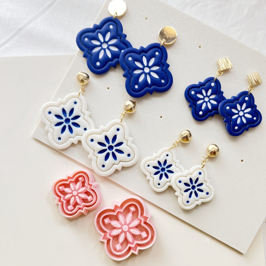 

Square flower Bohemian polymer clay cutter Square polymer clay mold DIY ceramic earrings jewelry polymer clay tool