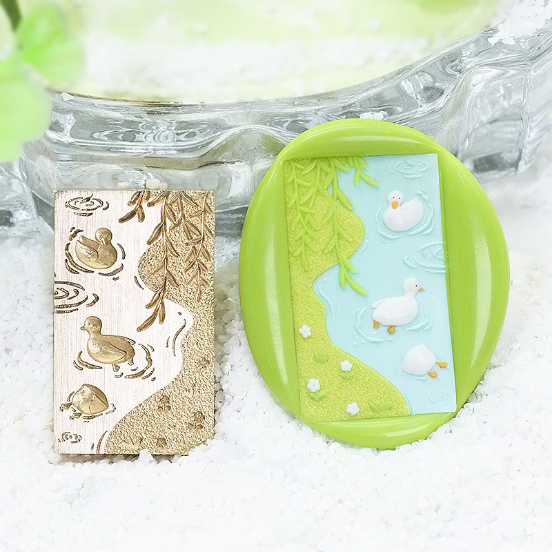 

Little Duck Wax Seal Stamp Head Relief Embossed Matte Garden Series Sailboat Poppy Daisy Peony Wax Seal Copper Head Stamp Head