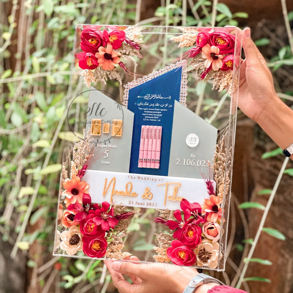 New Mahar Trilogi size 30x40 Mahar Pernikahan GIFT ANNIVERSARY BIRTHDAY PIGURA MAHAR ACRYLIC Mahar R