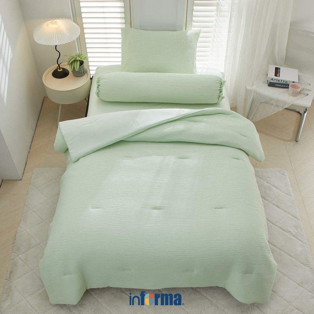 Informa Set Seprai Microfiber Gauze Hijau Peach Biru Cokelat King Queen Single 180x200 160x200 120x2