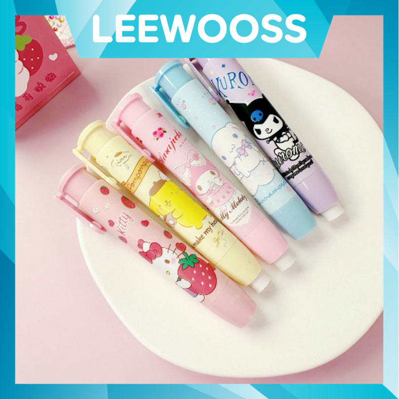 

LEEWOOSS S5828 Penghapus Pensil Mekanik Motif Karakter Lucu Mechanical Eraser Penghapus Bentuk Lipstick Hapusan Eraser Lipstik