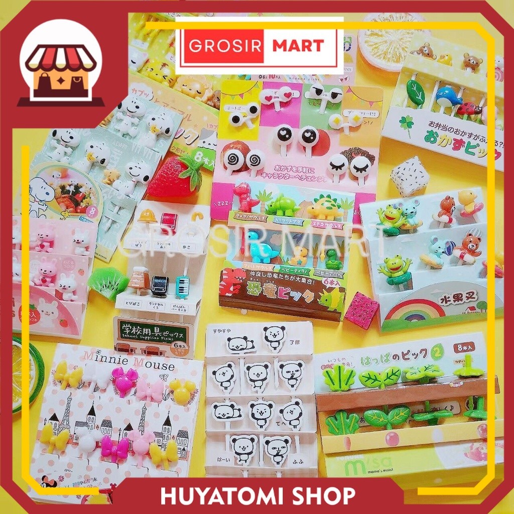 Sale GrosirMart Tusukan Bento Karakter Gemoy Garpu Bento Buah Kue Dessert Foodpicks Dekorasi Hias Be
