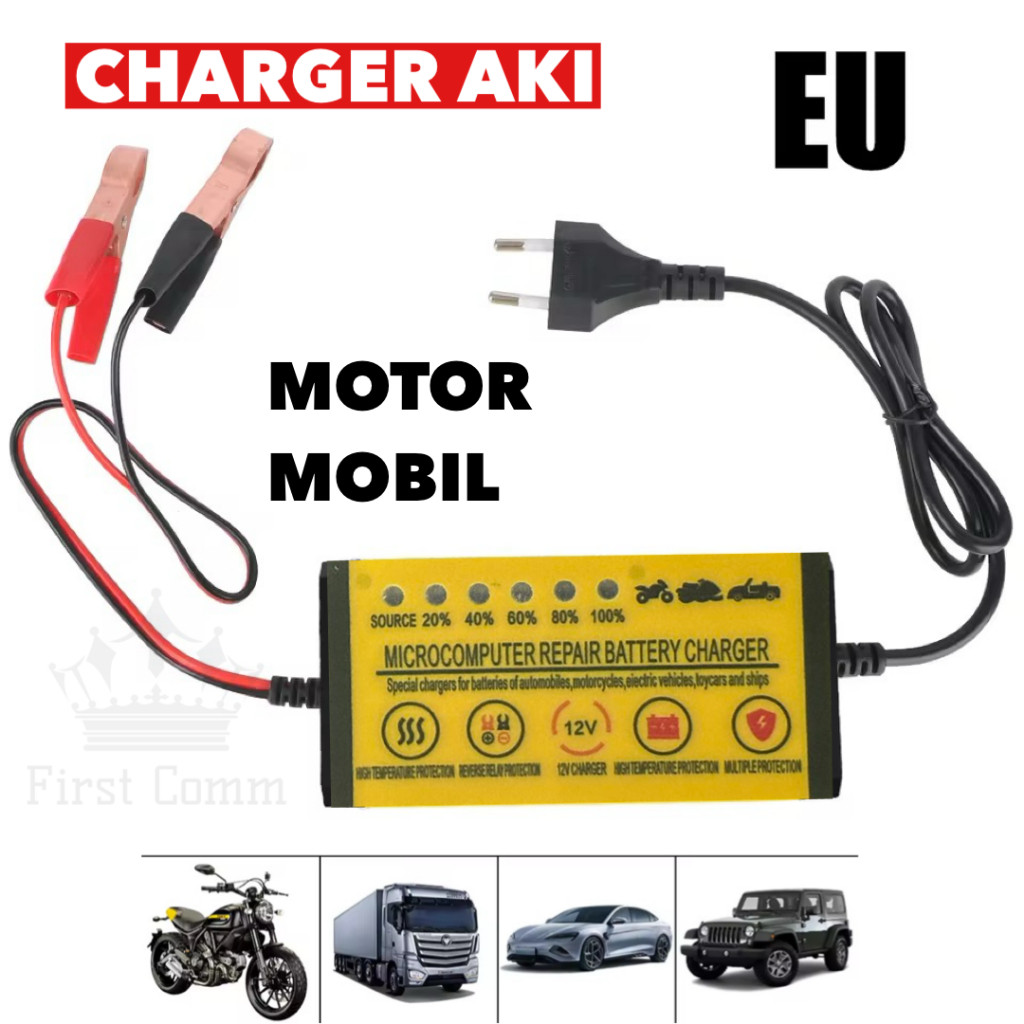 Charger Aki Motor Mobil Casan Carger Cas 2A 12V / Alat Cas Aki Motor & Mobil Alat Pengisian Daya Aki