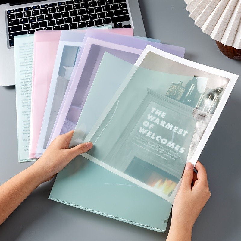

8pcs Acrylic L-Shaped File Envelopes for A4 Documents - Clear and Sturdy Document Holder Set for Office Organization