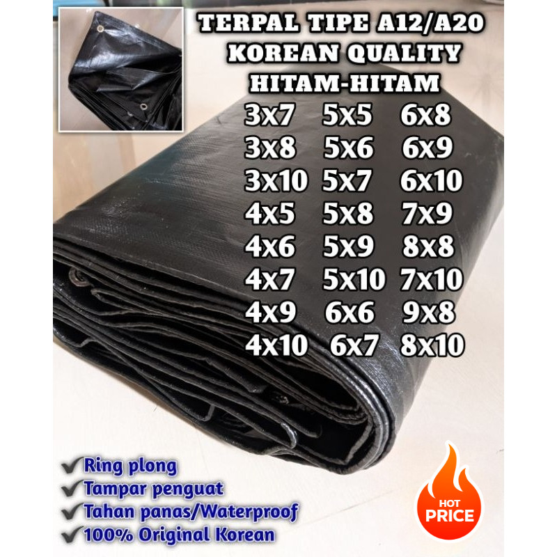 Terpal A20 Korea Hitam-Hitam 8x10 Tenda & Terpal - Tenda Terpal 8x10 Meter Anti Air Anti UV - Terpal