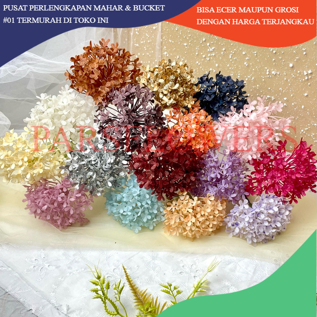 PARSFLOWERSS Bunga Asoka Artificial Flower Snowball Hydrangea