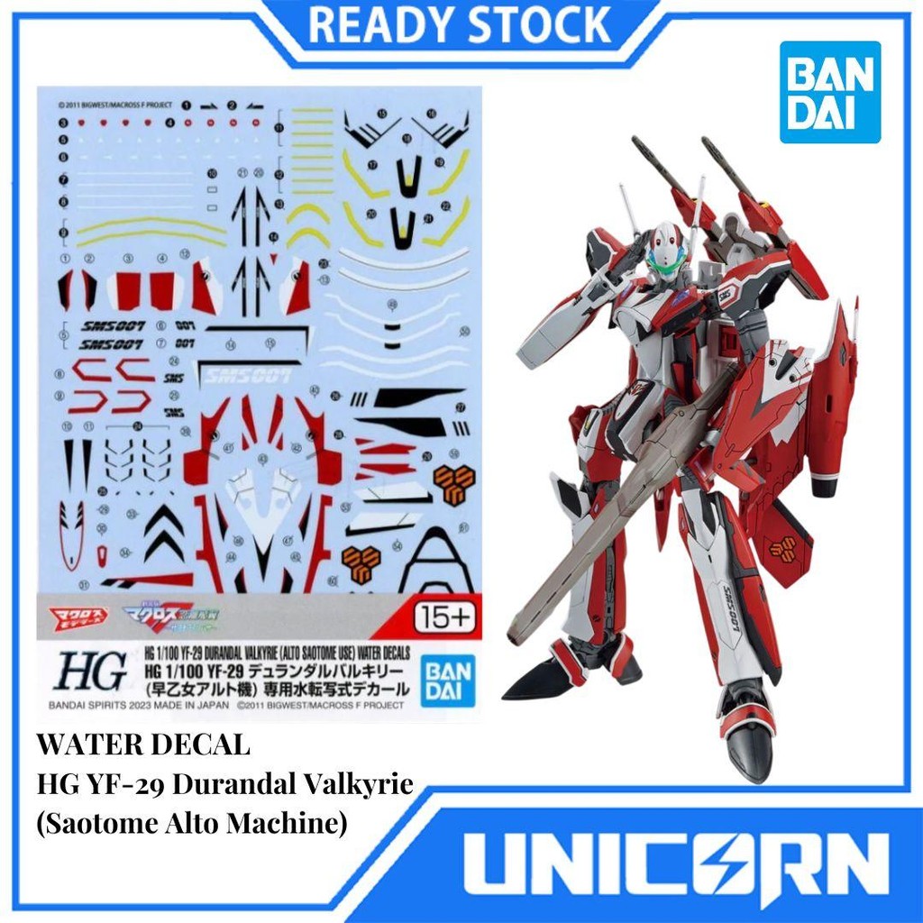 Water Decal 1/100 HG YF-29 Durandal Valkyrie Saotome Alto Machine Water Slide Decals (Macross Fronti