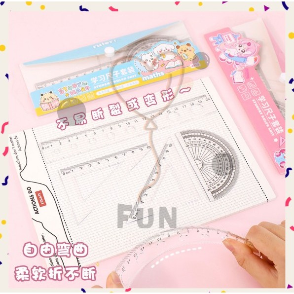 

FUNFINDS Penggaris Set Isi 4 Pcs 1 Pack Motif Capybara Panda Untuk Sekolah (Busur, Segitiga) S-AT023