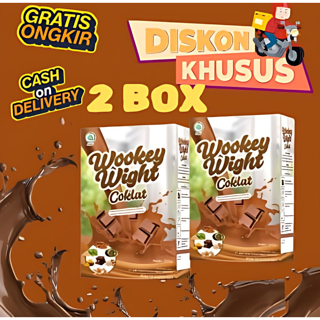 

2 BOX PROMO HEMAT!!!! Wookey Weight COKLAT Susu Penambah Berat Badan Paling Ampuh/Penggemuk Badan