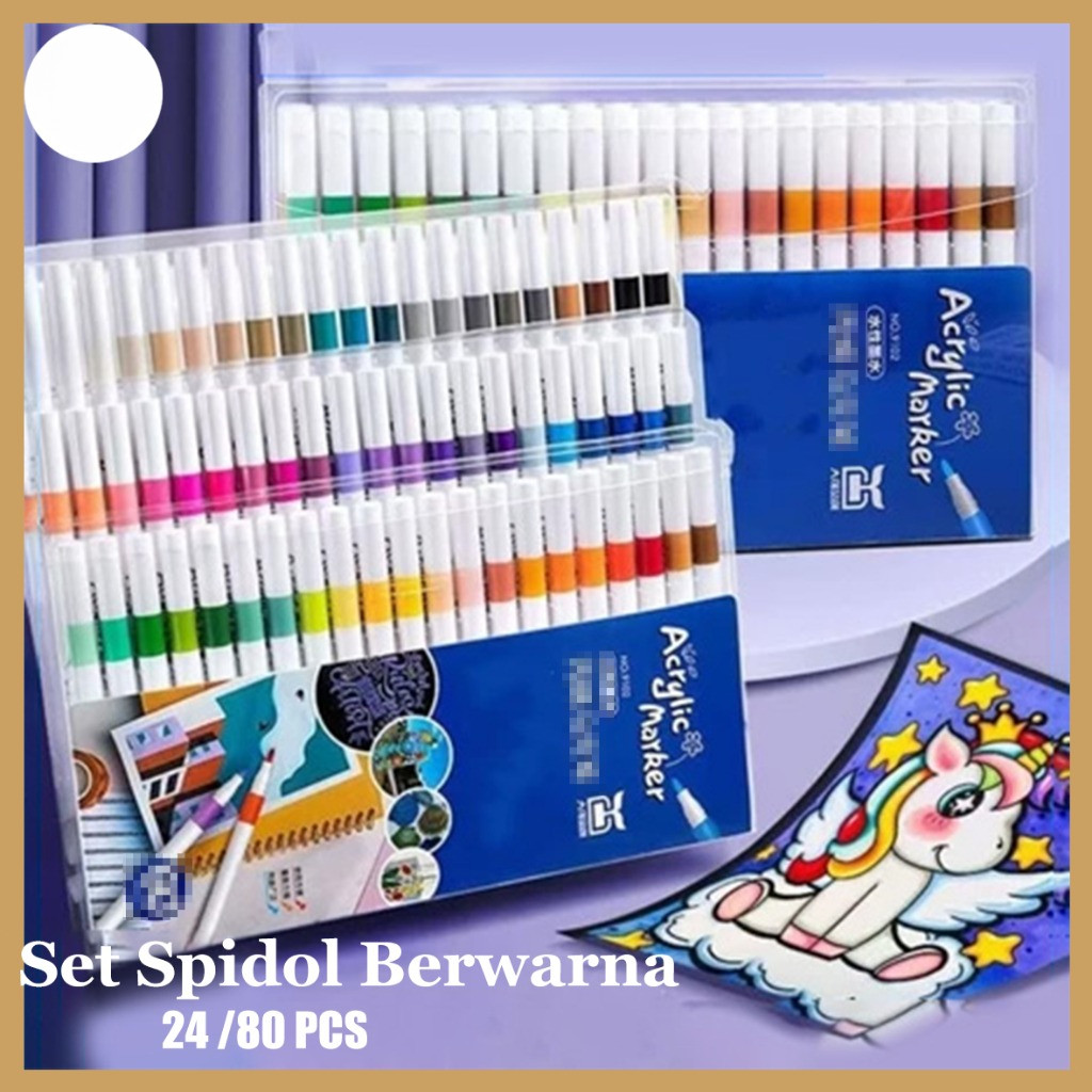 

Acrylic Marker Set 24/80 Warna Color Spidol Akrilik DIY Painting Spidol Pastel Pulpen Highlight Colors
