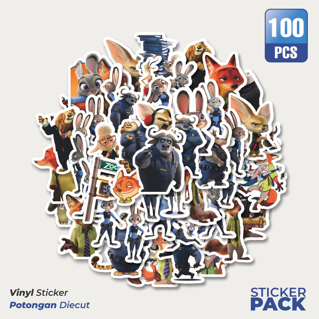 

Stiker Vinyl Stiker Kartun Series Zootopia Waterproof Aesthetic- Untuk Laptop, Motor, dan Helm - Paper Stationery Pack