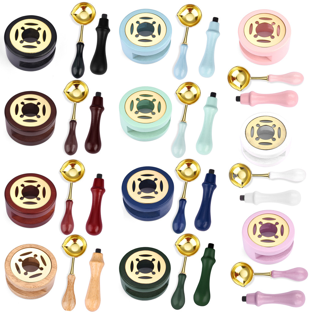 

2 Pcs/set Retro Sealing Wax Furnace Stove Pot Wood Handle Sealing Wax Spoon Wax Sealing Decorative For Candle Stamp Wax Stamp