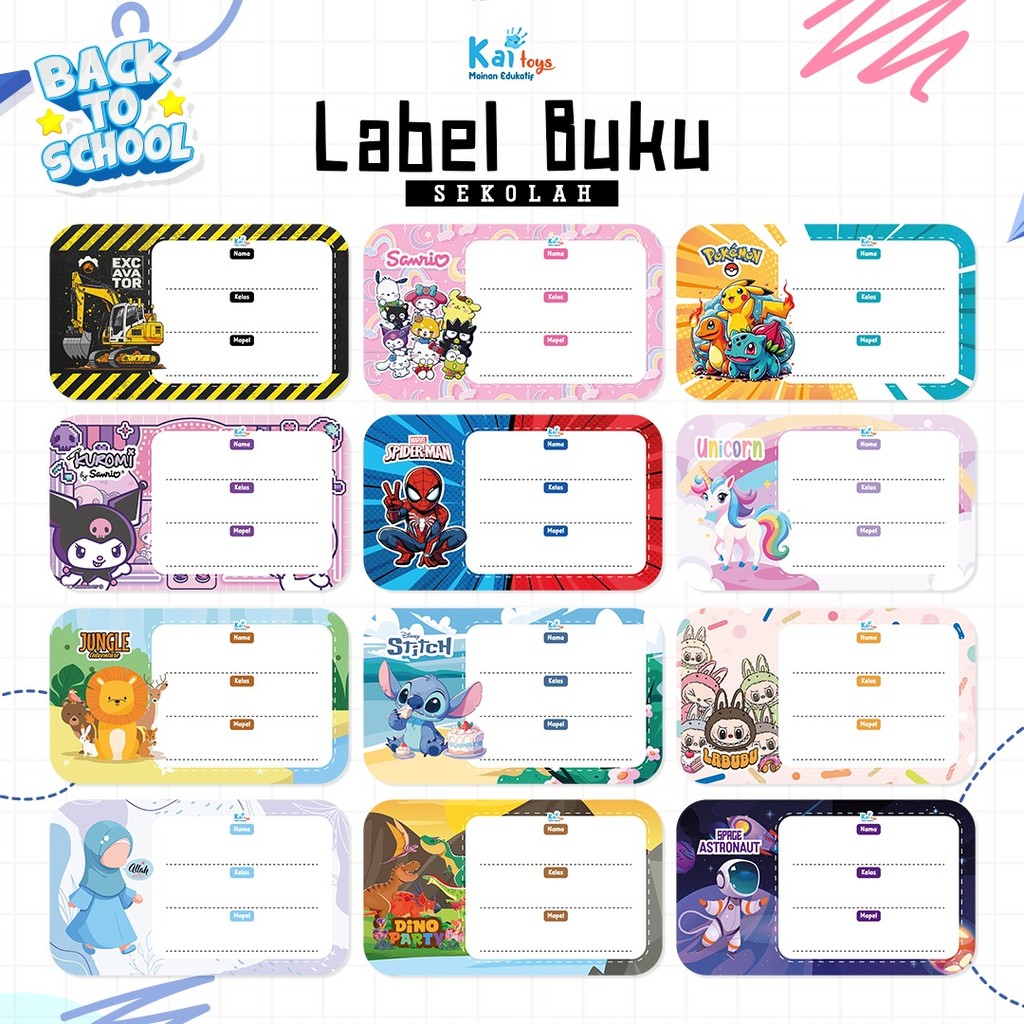 

Sticker Label Nama Buku Anak – Stiker Label Buku Mata Pelajaran Sekolah / Stiker Nama Label Tempel Banyak Tema
