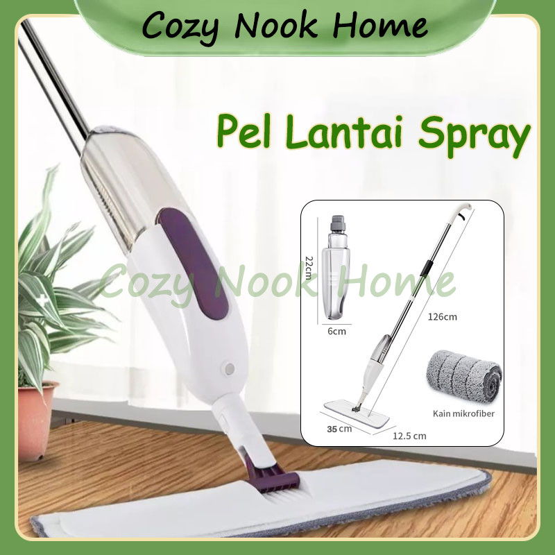 Pel Lantai Spray / Alat Pel Lantai Otomatis Dengan Tangki Air & Kain Microfiber / Pel Lantai Semprot