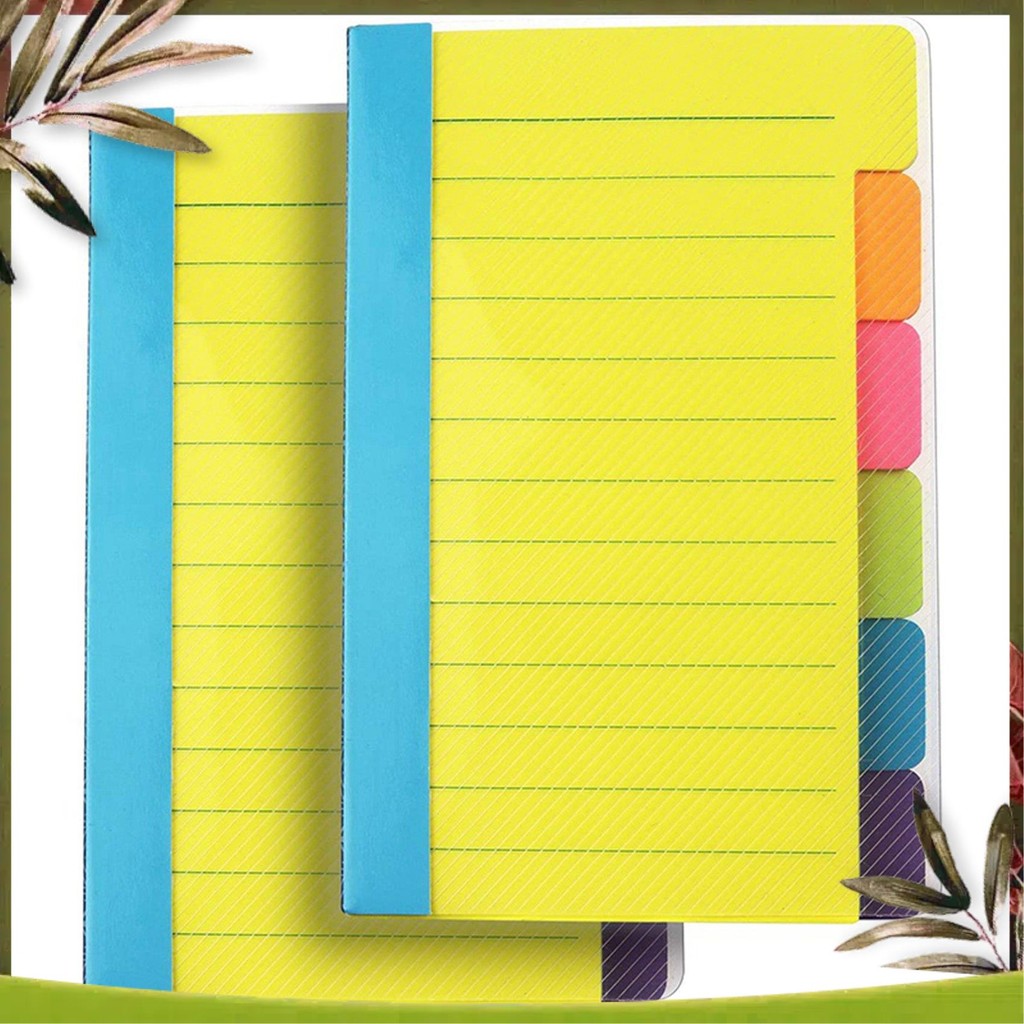 

New-Sticky Notes Divider Sticky Notes Tabs ,Tabbed Self-Stick Lined Bright Colors Notepad, 4X6inch,4 Pcs 120 Index Notes