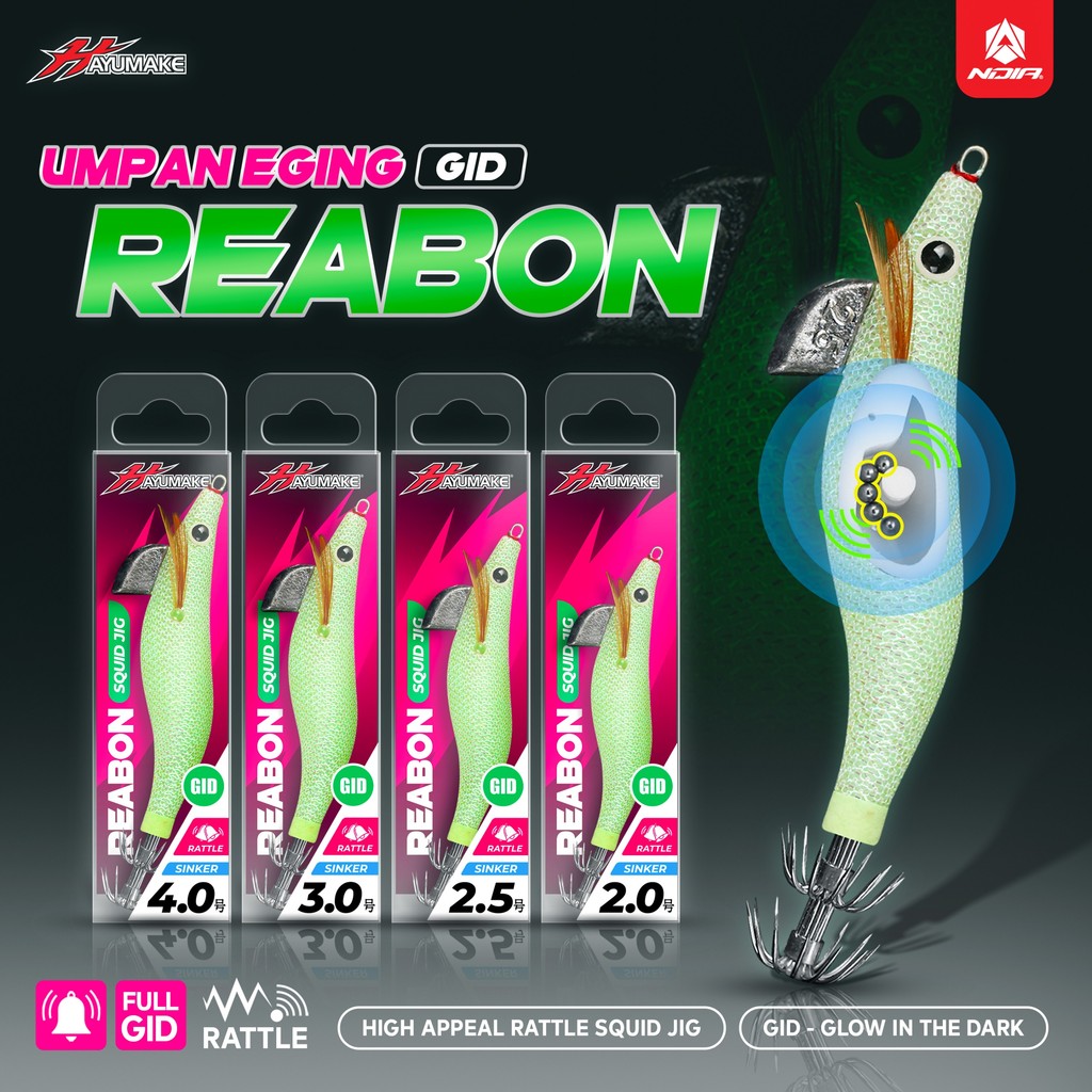 Umpan EGI Mancing Cumi -Hayumake REABON Big Size Squid Jig GID Rattle