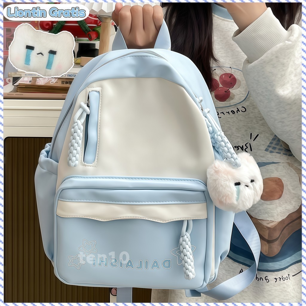 【CODLiontin Gratis】Tas Sekolah Pink/Tas Sekolah Perempuan/Tas Ransel Tas Wanita Fashion Ransel Impor