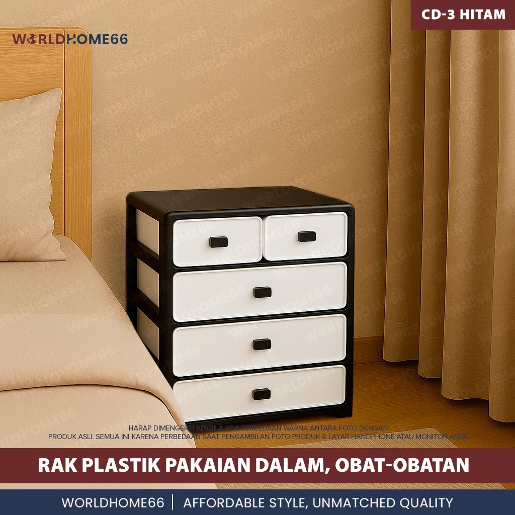 Worldhome Lemari Plastik Penyimpanan Kaos Kaki Celana Dalam Rak Obat Plastik Rak Mini Multifungsi te